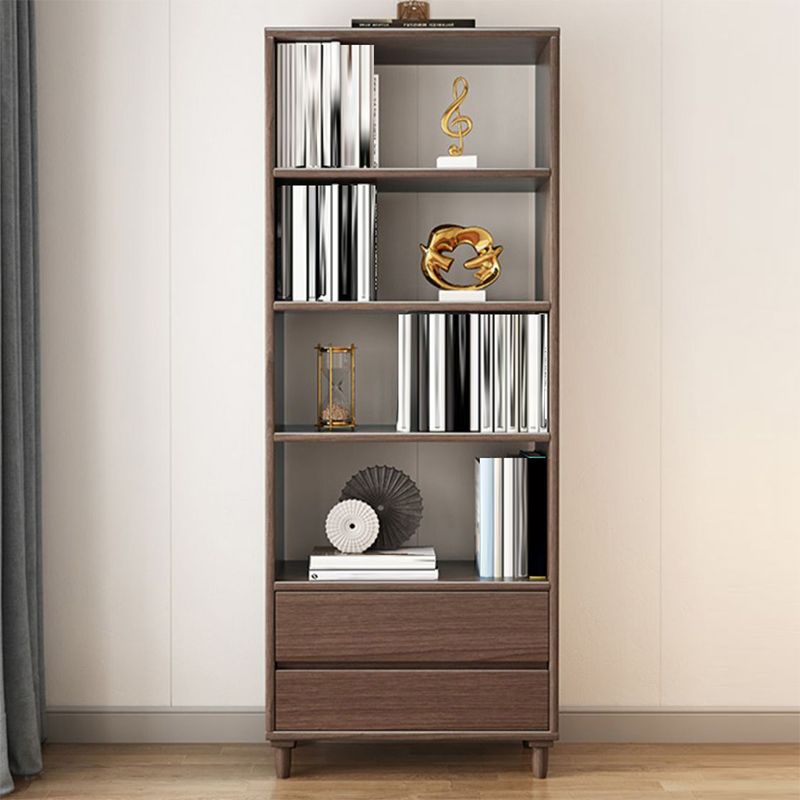 Modern Wooden Bookcase Standard Open Back Bookshelf with Drawers
