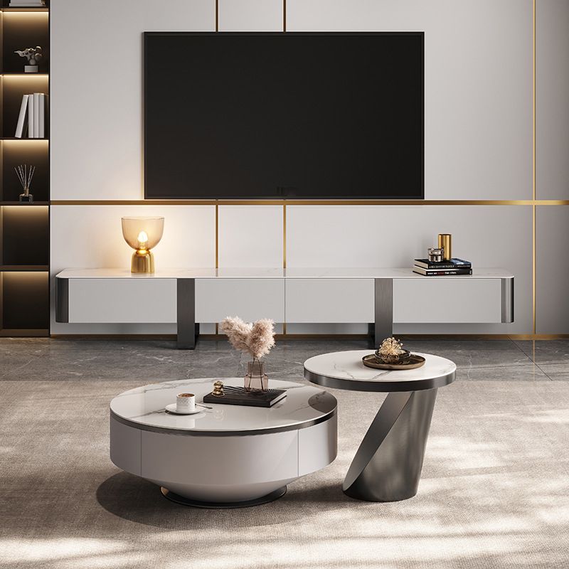 Marmeren 16 "H tv -standaard voor tv's tot 16" d, tv -console met opslag - zwart / goud