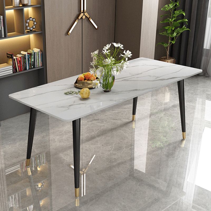 Modern Dining Rectangle Table Sintered Stone Table with Metal Legs for Kitchen Clearhalo 'Dining Tables & Seating' 'Dining Tables' 'dining_table' 'furn' 'furn_dining_table' 'Furniture' 'Kitchen & Dining Furniture' 1200x1200_c7c3c333-1f6e-4220-8ab5-ff5b2559fb99
