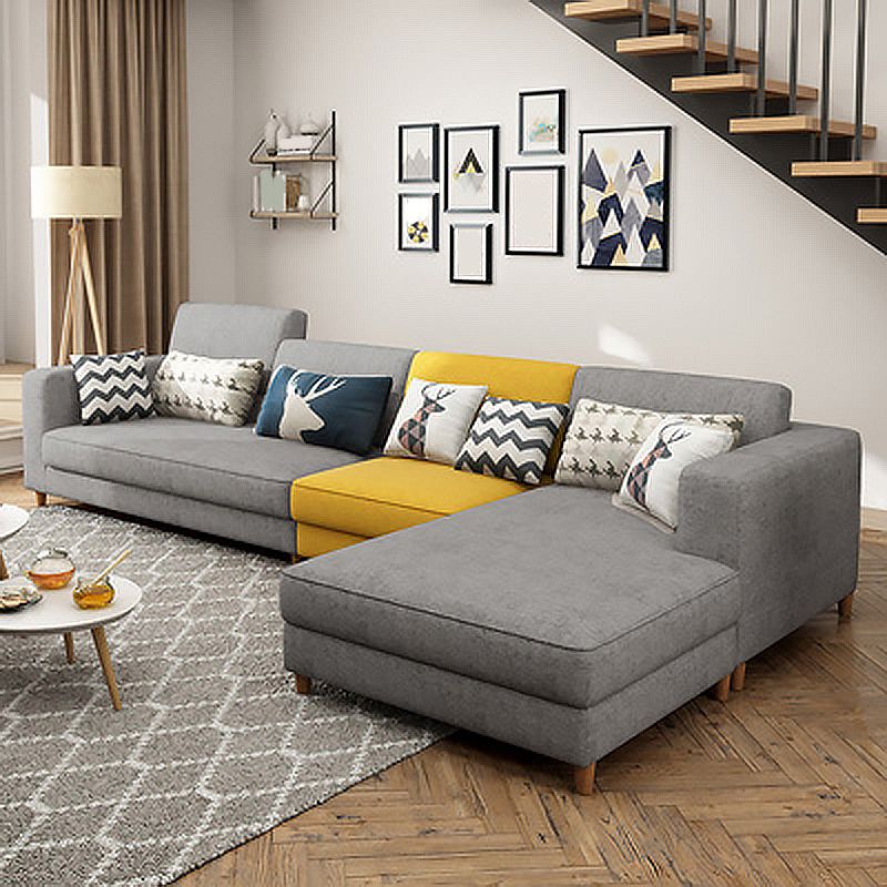Removable Cushions,Adjustable Sectional Sofa, 67" Linen Sectional sofa Clearhalo 'furn' 'furn_sectionals' 'Furniture' 'Living Room Furniture' 'Sectionals' 1200x1200_c7c52237-3591-47db-be3e-37120ca7677f