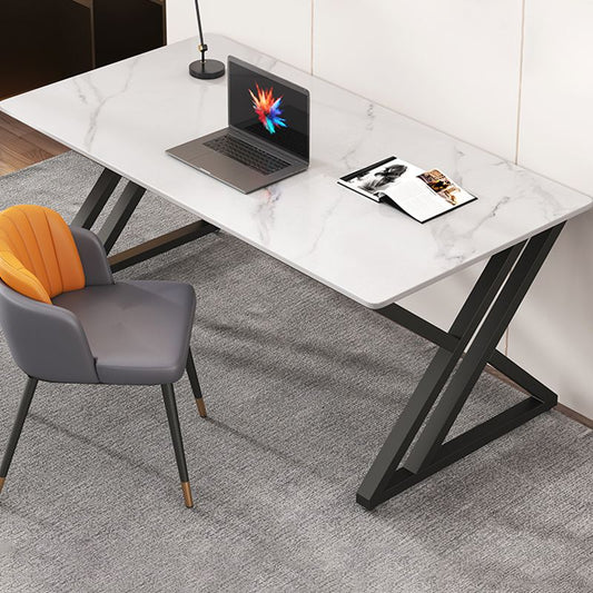Hedendaagse witte kantoorbureau rechthoekig schrijfbureau voor thuis