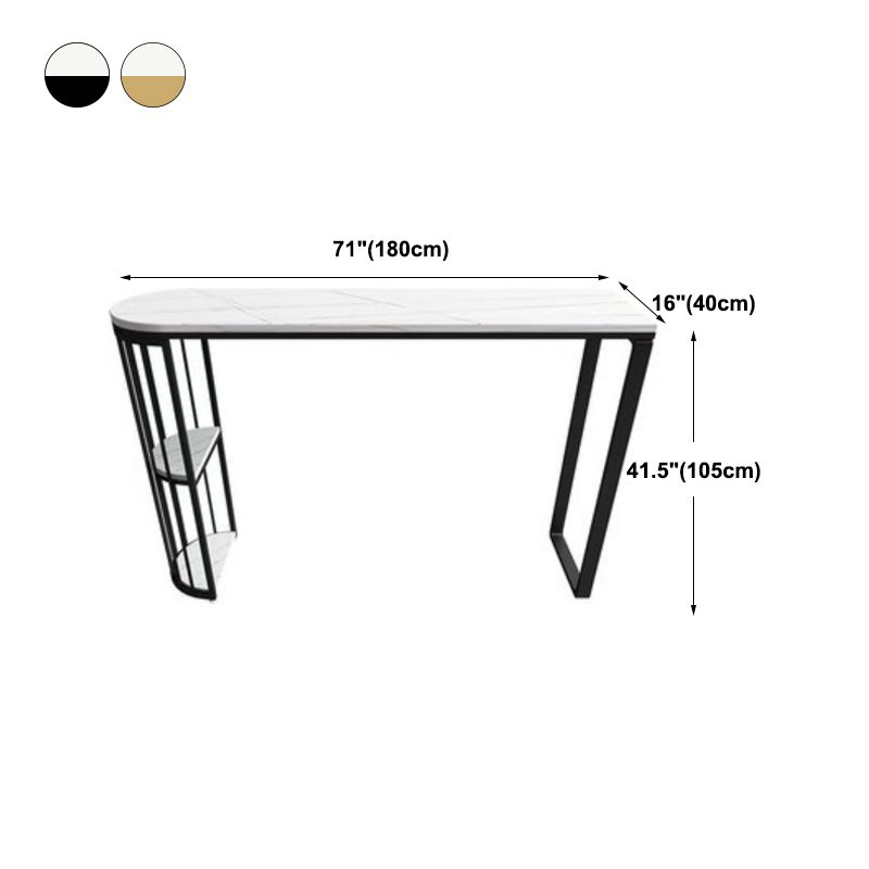 Industrial Iron Bar Dining Table White Stone Top Indoor Bistro Table with Shelf Clearhalo 'Bar Furniture' 'Bar Tables' 'bar_tables' 'furn' 'furn_bar_tables' 'Furniture' 'furniture_bar_tables' 'Kitchen & Dining Furniture' 1200x1200_c7c95605-cdf8-4039-be9d-de916837cb2e