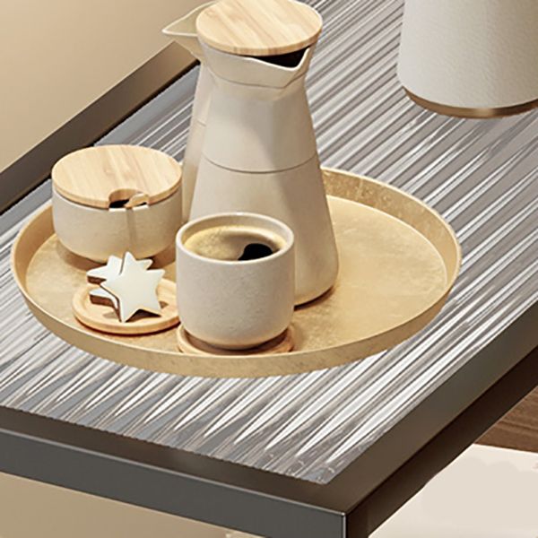 Rectangle Glass Top Side Table 21.65" Tall Metal Frame End Table with Shelf Clearhalo 'Coffee & Accent Tables' 'End & Side Tables' 'end_side_tables' 'furn' 'furn_end_side_tables' 'Furniture' 'Living Room Furniture' 1200x1200_c7ca81da-ac91-4251-b1c4-a05ee6e6e8df