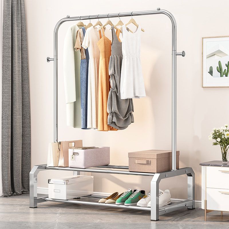 Industrielle Edelstahlhalle Hang Hängende Schienen untere Regal und 2 Haken Kleiderbügel