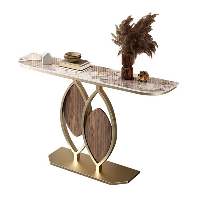 Abstract Base Console Table 31.5" Tall Stone Glam Accent Table with 1 Shelf