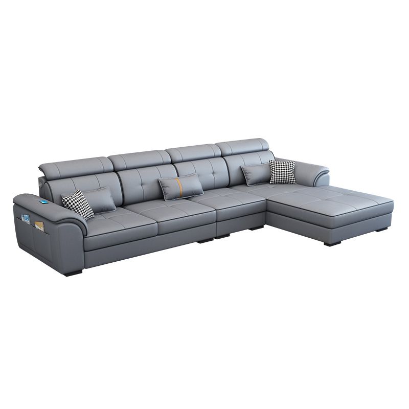 Pillowed Back Cushions Cotton Blend /Faux Leather Furniture Sectionals Clearhalo 'furn' 'furn_sectionals' 'Furniture' 'furniture_sectionals' 'kitchen' 'kitchen_sectionals' 'Living Room Furniture' 'Sectionals' 1200x1200_c7d13118-23b2-4efc-bb64-2c82c6463b5d