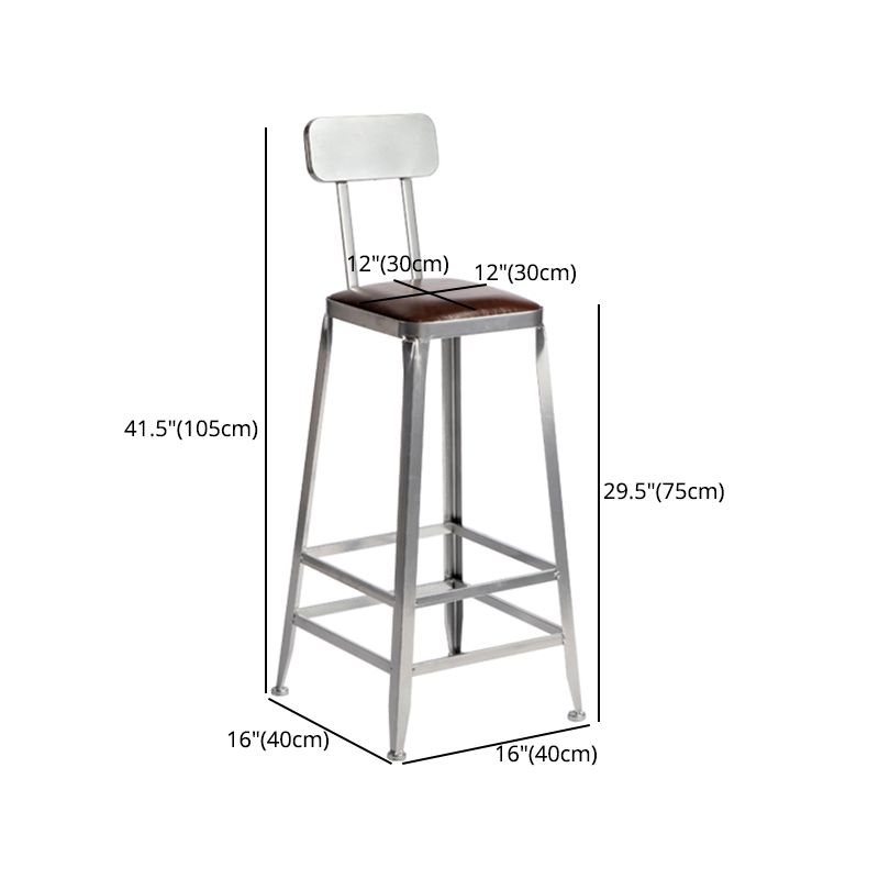 Modern Armless Counter Stool Iron Restaurant Bar Stool with Leather Cushion and Pedal Clearhalo 'Bar Furniture' 'Bar Stools' 'bar_stools' 'furn' 'furn_bar_stools' 'furniture_bar_stools' 'Kitchen & Dining Furniture' 'kitchen&dining_furn' 'kitchen' 'kitchen_furn' Furniture' 1200x1200_c7d542d6-d1ea-444f-99a1-155d6912b679