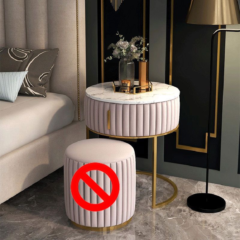 2 Pieces Make-up Vanity Stool Set Luxurious Table with Stone Top