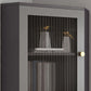 Modern Accent Cabinet with 2 Glass Doors and Storage Shelf Cabinet