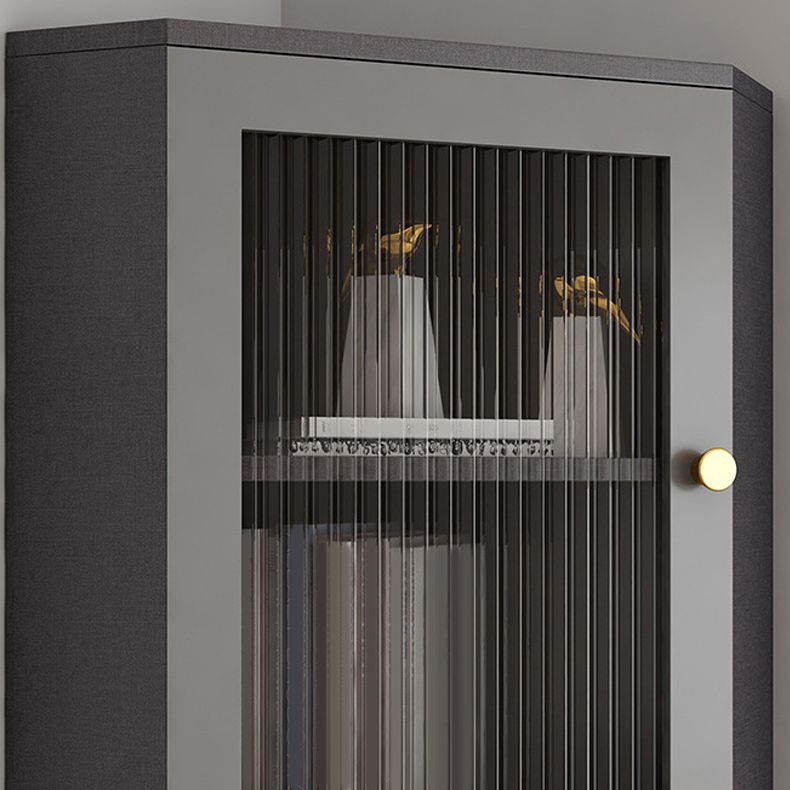 Modern Accent Cabinet with 2 Glass Doors and Storage Shelf Cabinet