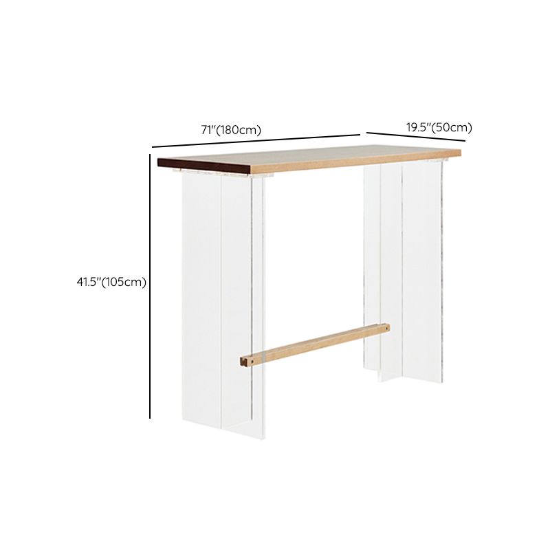 Wood and Acrylic Base Counter-height Pub Table Rectangle Pub Table Clearhalo 'Bar Furniture' 'Bar Tables' 'bar_tables' 'furn' 'furn_bar_tables' 'Furniture' 'Kitchen & Dining Furniture' 1200x1200_c7d6fca7-e6f0-497c-9c3d-4e861078b0f4