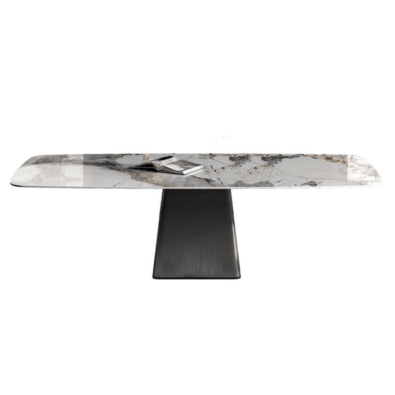 Traditional Luxury Rectangle Dining Table Stone Top Pedestal Casual Dining Table Clearhalo 'Dining Tables & Seating' 'Dining Tables' 'dining_table' 'furn' 'furn_dining_table' 'Furniture' 'Kitchen & Dining Furniture' 1200x1200_c7d85143-0e7b-4690-8c42-9f6b0139f577