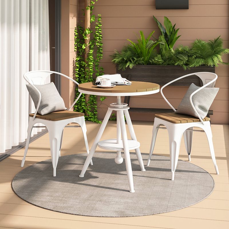 Moderne 1/2/3-delige eetset ronde houten eettafel voor balkon