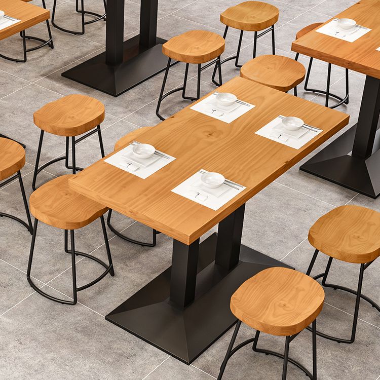 Metal Industrial Dining Table Pine Wood Top Table with Pedestal Base Clearhalo 'Dining Tables & Seating' 'Dining Tables' 'dining_table' 'furn' 'furn_dining_table' 'Furniture' 'Kitchen & Dining Furniture' 1200x1200_c7d8cf96-74de-454f-bf90-a71b95e58566