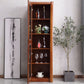 Traditional Glass Doors Display Stand Rubberwood Hutch Cabinet for Living Room