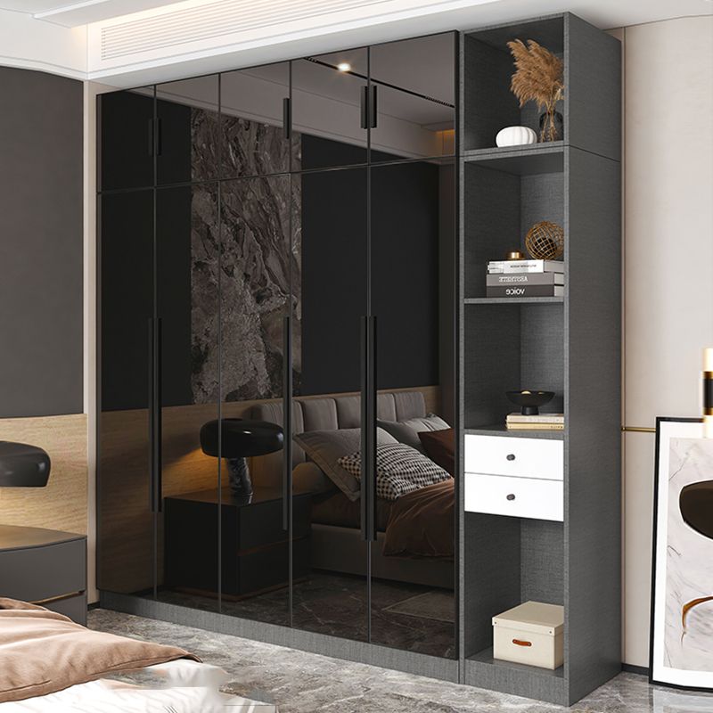 Armario de cristal de color negro con puerta de cierre suave para el hogar
