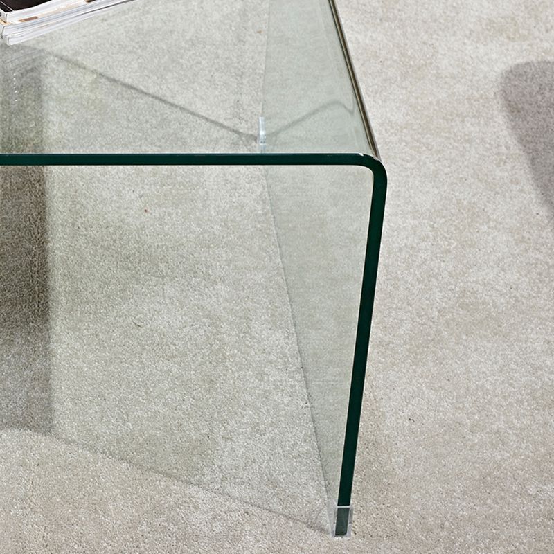 Modern Square Glass Side End Table Sled Corner Table for Living Room