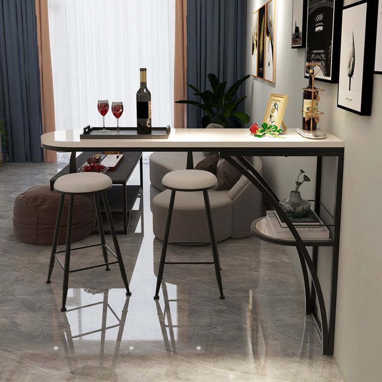 Modern White Wood Bar Table with Specialty Table Top Black Pedestal Table - 42" H Clearhalo 'Bar Furniture' 'Bar Tables' 'bar_tables' 'furn' 'furn_bar_tables' 'Furniture' 'furniture_bar_tables' 'Kitchen & Dining Furniture' 1200x1200_c7dbcb97-4e92-4fff-876b-d42d26263060