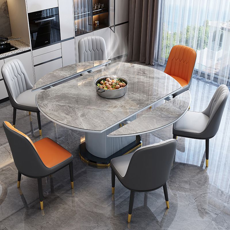 Glam Round Pedestal Dining Table Home Sintered Stone Drop-Leaf Table with Drawers Clearhalo 'Dining Tables & Seating' 'Dining Tables' 'dining_table' 'furn' 'furn_dining_table' 'Furniture' 'furniture_dining_table' 'Kitchen & Dining Furniture' 'kitchen' 'kitchen_dining_table' 1200x1200_c7dc0e83-bdd4-40a6-b7b2-72f8db44255c