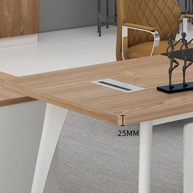 Destina di computer rettangolari di gestione dei cavi scrivania naturale con gambe metalliche