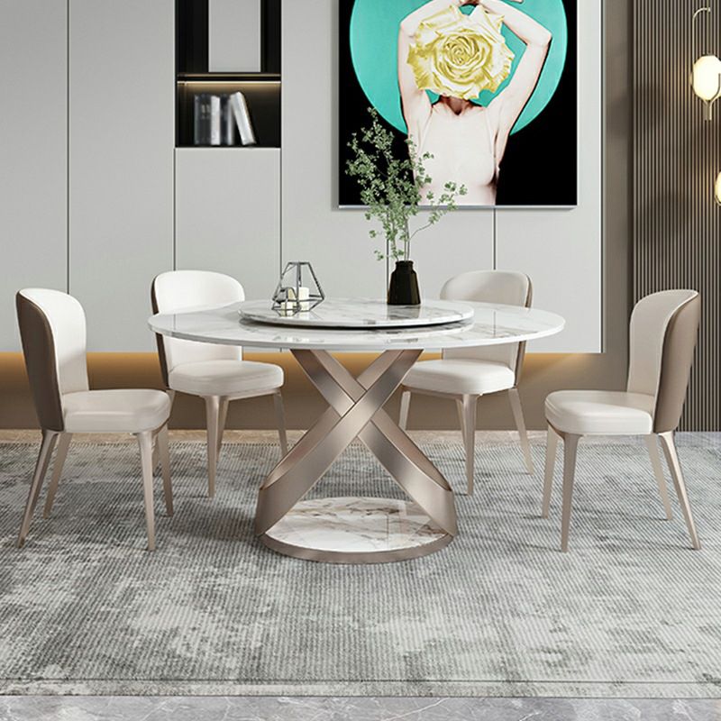 Contemporary Stone Turntable Dining Set Stone 1/2/5/7 Pieces Dining Furniture for Home Clearhalo 'Dining Room Sets' 'Dining Tables & Seating' 'dining_room_set' 'furn' 'furn_dining_room_set' 'Furniture' 'Kitchen & Dining Furniture' 1200x1200_c7de6a60-f59c-45f3-a874-7b798d71094d