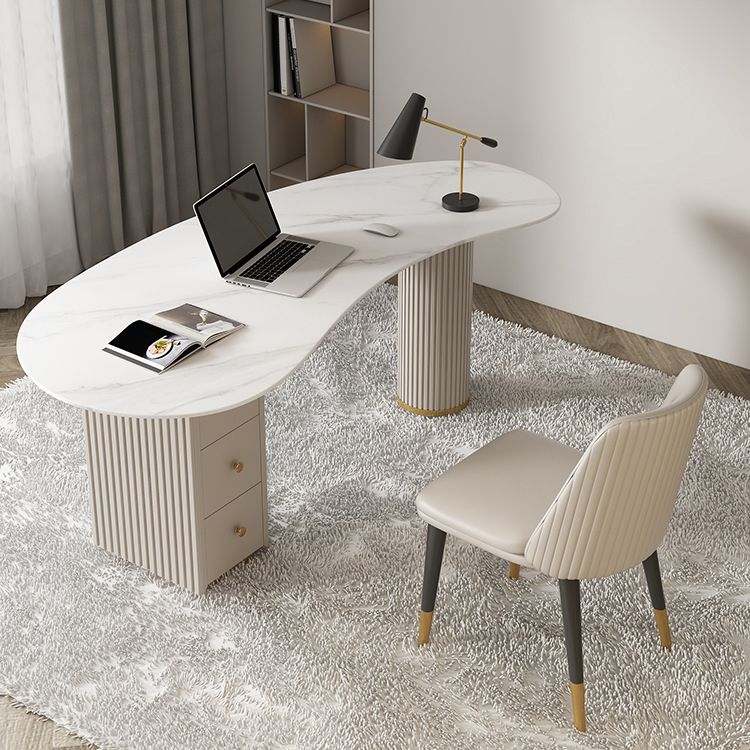 Contemporary Marble Curved Office Desk with Drawers Writing Desk for Office Clearhalo 'furn' 'furn_office_desk' 'Furniture' 'Office Desks' 'Office Furniture' 'office_desk' 1200x1200_c7dfc771-c681-4401-aedf-0dd5505b1dae