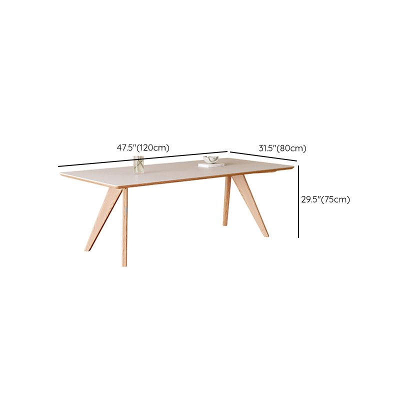 Modern Solid Wood Dining Table White Rectangular Top with Solid Wood Legs