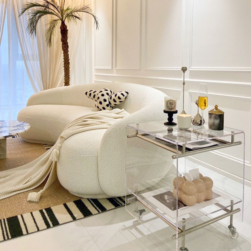 Contemporary Plastic Rectangular End Table Double Tier Corner Table with Storage