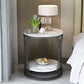 Contemporary Storage Frame End Table Round End Table with Slate Top