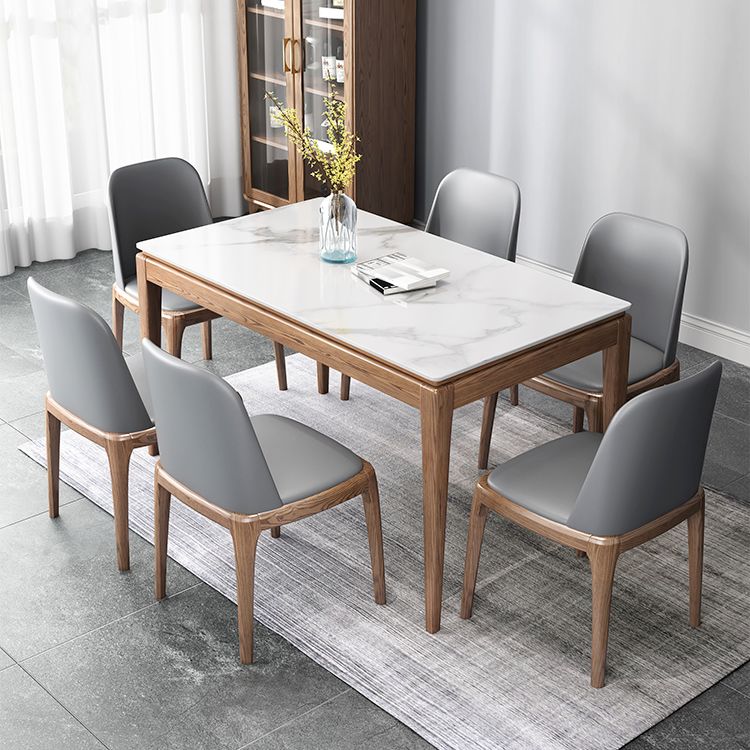 Rectangle Mid-Century Modern Dining Table White Sintered Stone Table with 4 Solid Wood Legs Clearhalo ' dining_table' 'Dining Tables & Seating' 'Dining Tables' 'furn' 'furn_dining_table' 'Furniture' 'furniture_dining_table' 'Kitchen & Dining Furniture' 'kitchen&dining_furn' 'kitchen' 'kitchen_dining_table' 1200x1200_c7ede599-b230-4769-9735-14a222988779