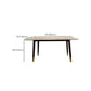 Mesa de comedor rectangular moderna de mediados de siglo con tapa de piedra y patas de madera maciza