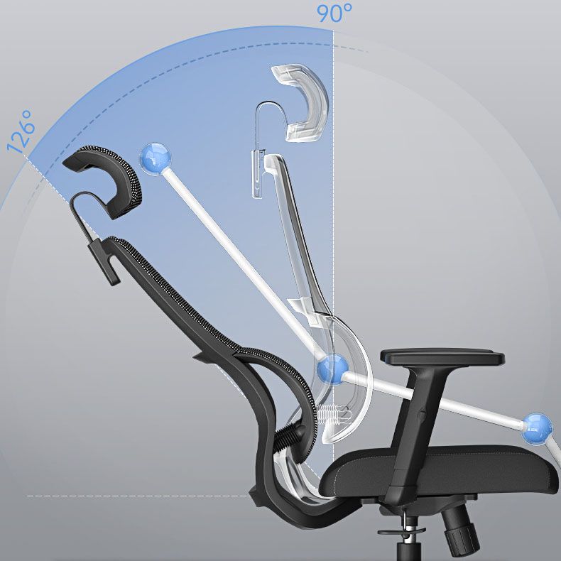 Bürostuhl aus Netzstoff mit hoher Rückenlehne, verstellbarer Armlehne, Schreibtischstuhl mit Kopfstütze und Rollen