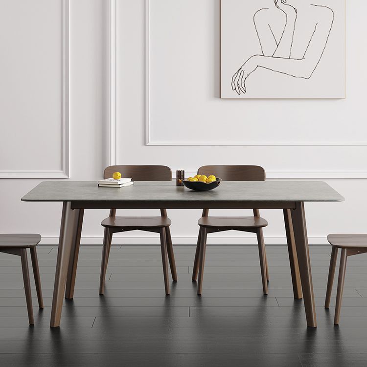 Mid-Century Modern Dining Table Rectangle Sintered Stone Dining Table with Wood Base Clearhalo ' dining_table' 'Dining Tables & Seating' 'Dining Tables' 'furn' 'furn_dining_table' 'Furniture' 'furniture_dining_table' 'Kitchen & Dining Furniture' 'kitchen&dining_furn' 'kitchen' 'kitchen_dining_table' 1200x1200_c7f110d9-4f88-483a-9704-c4bb9a0a33df