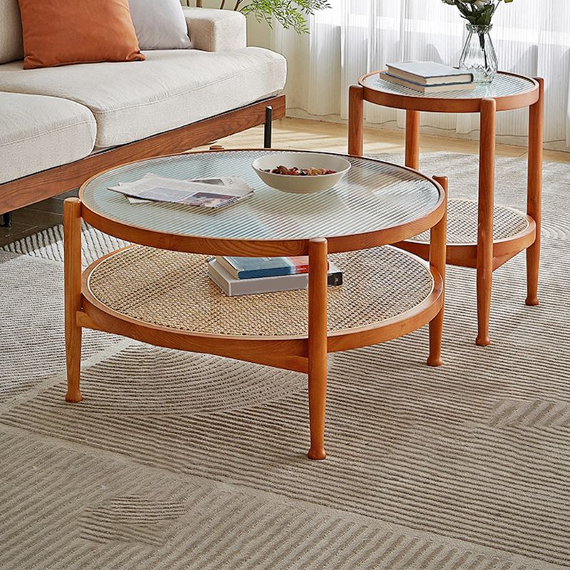 Tropical Round Cocktail Table Storage Solid Wood Coffee Table Clearhalo 'Coffee & Accent Tables' 'Coffee Tables' 'coffee_tables' 'furn' 'furn_coffee_tables' 'Furniture' 'Living Room Furniture' 1200x1200_c7f1e927-5de7-45a6-8061-0f13c7dc34d9