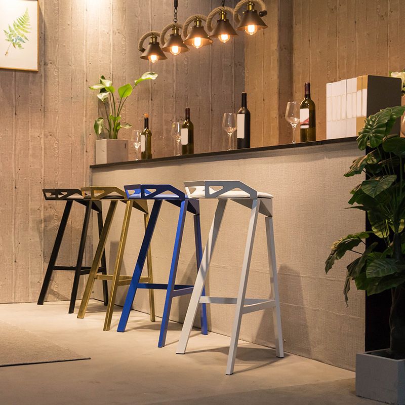 Modern Stackable Backrest Counter Stool Iron Cafe Bar Stool with Cushion and Pedal Clearhalo 'Bar Furniture' 'Bar Stools' 'bar_stools' 'furn' 'furn_bar_stools' 'Furniture' 'Kitchen & Dining Furniture' 1200x1200_c7f2854f-f27b-452d-8655-c8fd20a7843d