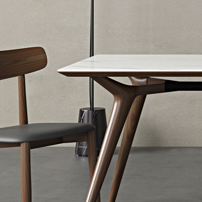 Contemporain 1/4/5 Pièces Ensemble de restauration Rectangle Table à manger en pierre en blanc