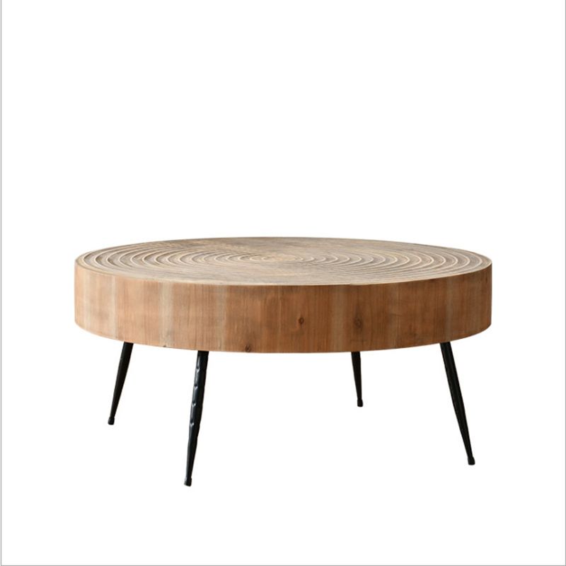 Contemporary Style Coffee Cocktail Table Solid Wood Round Coffee Table Clearhalo 'Coffee & Accent Tables' 'Coffee Tables' 'coffee_tables' 'furn' 'furn_coffee_tables' 'Furniture' 'Living Room Furniture' 1200x1200_c7f7147a-04e4-48a8-bc2e-9daa065b5819
