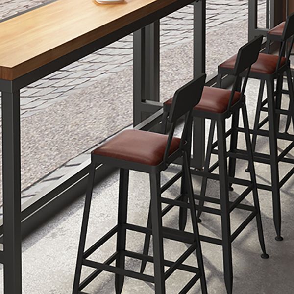 Square Bar and Counter Stool Industrial Coffee Shop Footrest Counter Stool in Black