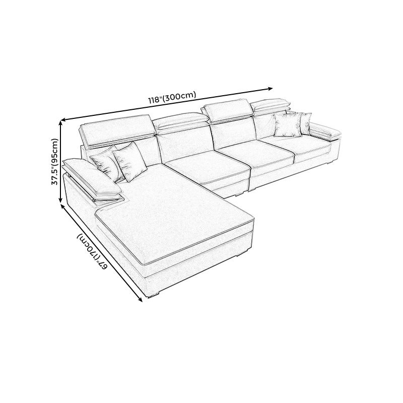 118.11"L x 66.93"W x 37.4"H Modern Fabric Sectional Cushion Back Sofa and Chaise Clearhalo 'furn' 'furn_sectionals' 'Furniture' 'furniture_sectionals' 'Living Room Furniture' 'Sectionals' 1200x1200_c7f7e3cb-6f6b-4299-b089-d41178fbffbd