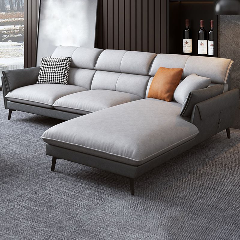 Contemporary Faux Leather Square Arm Sofa Sewn Pillow Back Sfa