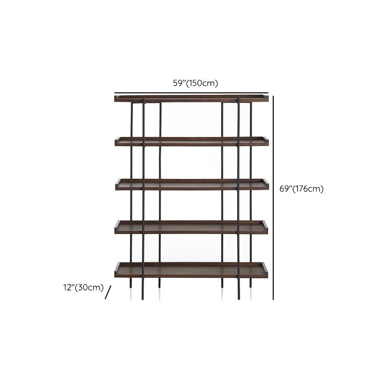 Etagere Open Back Bookshelf Wooden Industrial Bookcase with Shelves Clearhalo 'Bookcases' 'furn' 'furn_bookcases' 'Furniture' 'Office Furniture' 1200x1200_c7fcb912-7067-43dd-9693-445b676663d1