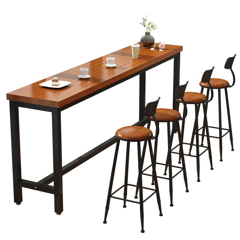 Industrial Wooden 1/2/5 Pieces Bar Table Set Rectangle Bar Table with Metal Legs Clearhalo 'Bar Furniture' 'furn' 'furn_home_bar_bar_sets' 'Furniture' 'Home Bars & Bar Sets' 'home_bar_bar_sets' 'Kitchen & Dining Furniture' 1200x1200_c7fd97ef-6c02-45a2-a6ad-648780c5ef06