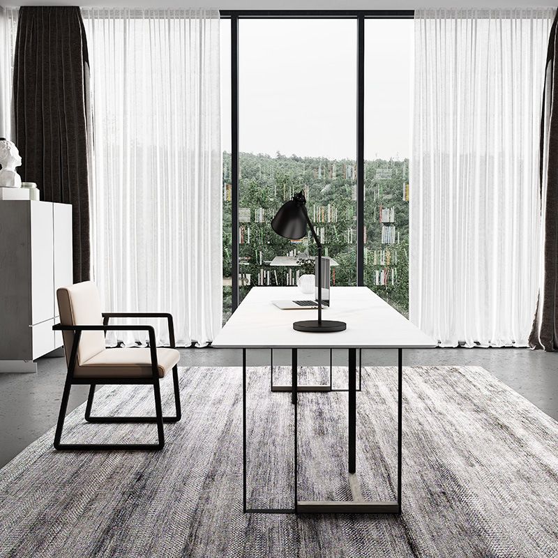 Tavolo da pranzo rettangolo tavolo contemporaneo con doppia base di piedistallo