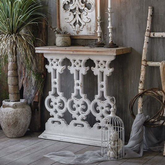 Wood Rectangle Console Table Distressed Accent Table for Hall