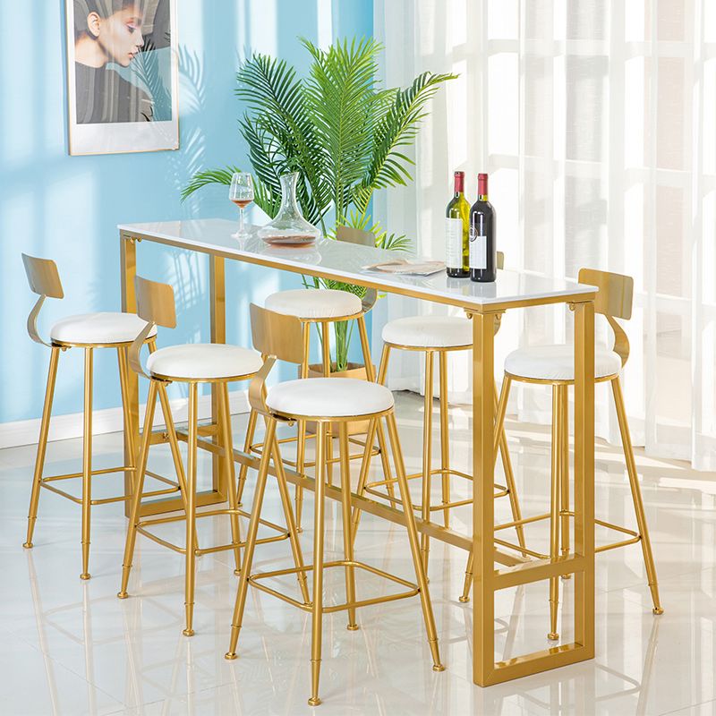 Trestle contemporain marbre bar table de vin rectangle du bar à hauteur table de cocktail en blanc