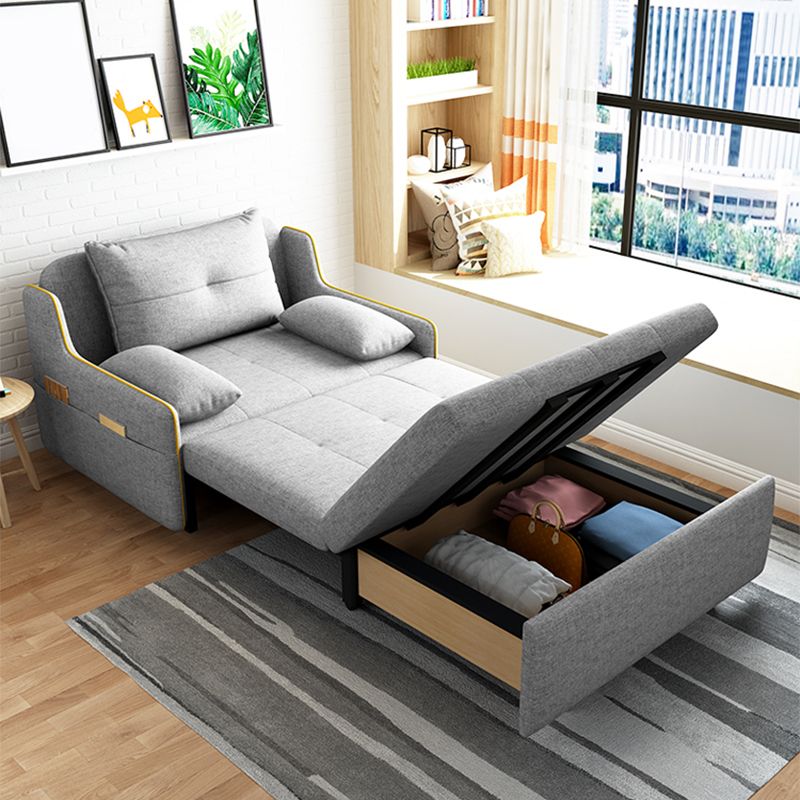 Divano di divano con divano con bidone in cotone contemporaneo convertibile in grigio