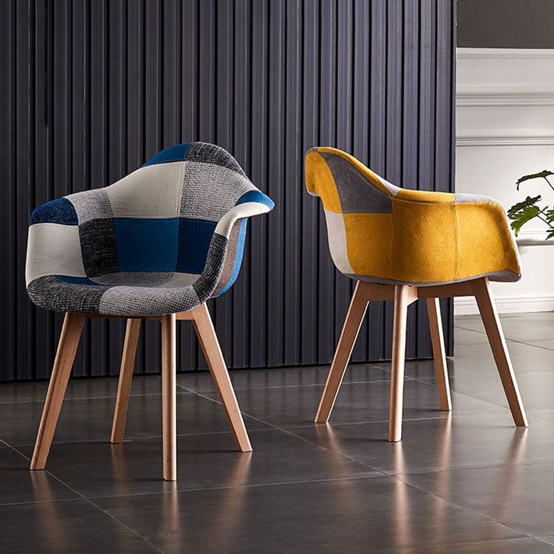 Restaurant Scandinavian Upholstered Arm Chair Matte Finish Solid Back Dining Chair Clearhalo ' kitchen&dining_furn' 'Dining Chairs' 'Dining Tables & Seating' 'dining_chair' 'Furniture' 'furniture_dining_chair' 'Kitchen & Dining Furniture' 'kitchen' 1200x1200_c802d843-967f-45ac-871d-fd918725bc57