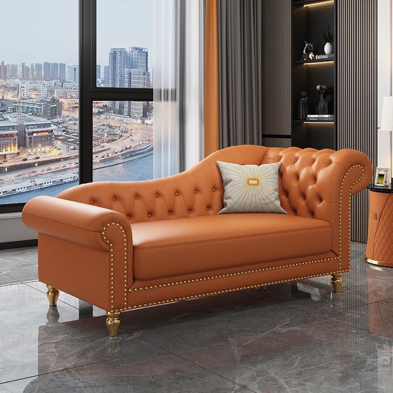 Modern Style Rolled Arms Chaise Living Room Faux Leather Chaise Clearhalo 'Chairs & Seating' 'Chaise Lounge' 'chaise_lounge' 'furn' 'furn_chaise_lounge' 'Furniture' 'Living Room Furniture' 1200x1200_c8034802-833d-4480-a997-08dfefcf361a