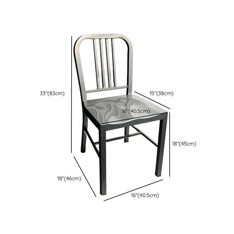 Industriële metalen eetkamerstoelen Slat achter eetstoel in zilver
