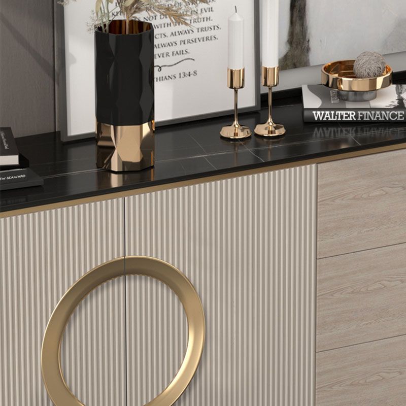 Sideboard in metallo a buffet in pietra in stile glam con 3 disegni